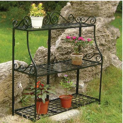 Forged 3 Tier Plant Stand Blk