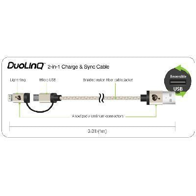 2 in 1 Charge Sync Cable Gold