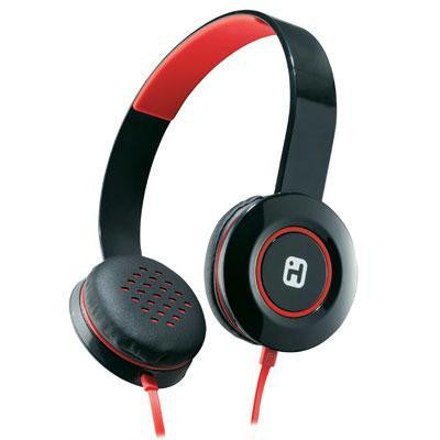 Headphones w Flat Cbl Blk Red