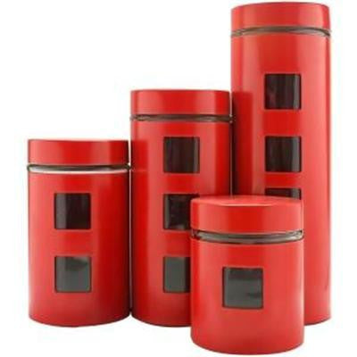 PL 4pc Canister Set w&#47;Glass Rd